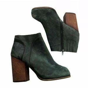 Jeffrey Campbell Havana Last Hanger Blue Distressed Leather bootie block heel 9